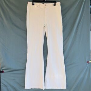 EUC PAIGE Women's Genevieve High Rise Flare Jeans Sz 31" White 70s Lainey Vibes